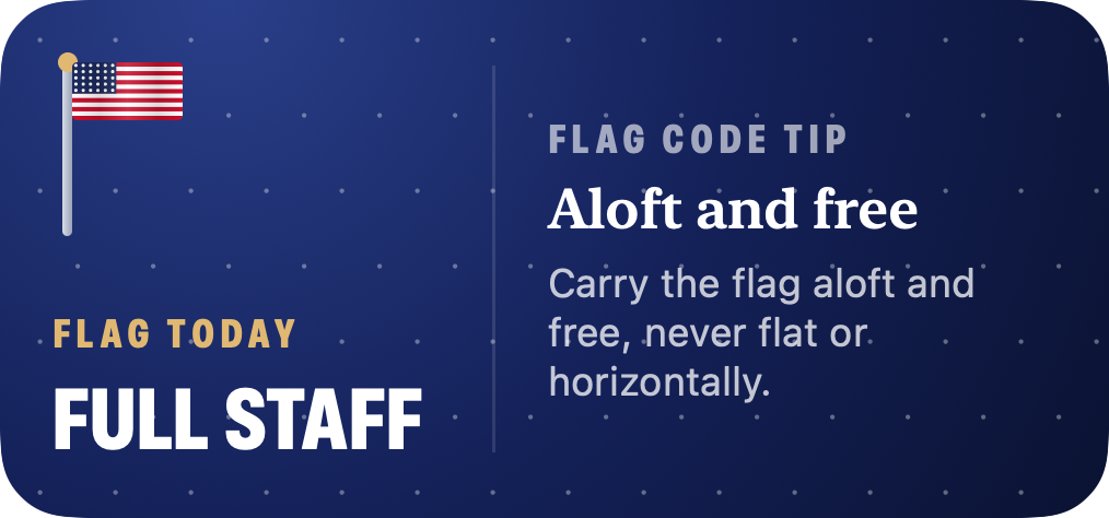 Flag Today widget preview showing a flag and a tip from the Flag Code